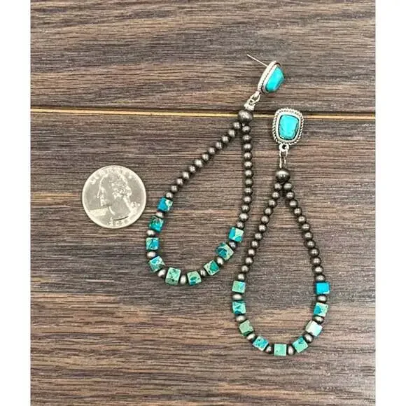 Turquoise and Silver Earrings - Picture 3 of 6